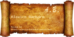 Alexics Barbara névjegykártya